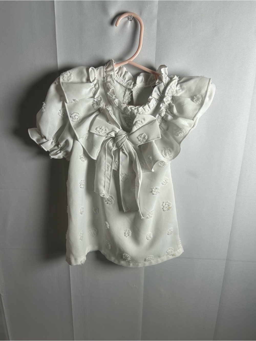 White Ruffle Bow Top For Kids/Girls